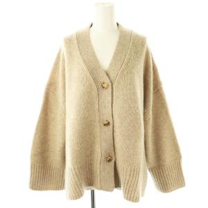 ウール Vネック ニットカーディガン 長袖 ベージュ /HK OS