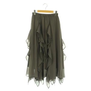 22AW シームラッフルギャザースカート ロング フレア イージー ブラウン /MY OS
