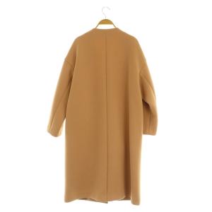 Plage Newスポンジリバーコート ロング ノーカラー Vネック 38 オレンジ /MY OS