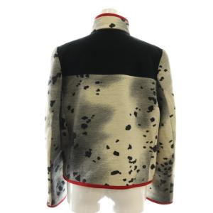 伊太利屋 アニマル柄 ジップアップジャケット ウール 9 黒 グレー エクリュ /NR OS