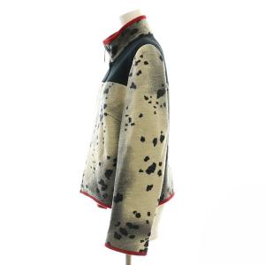 伊太利屋 アニマル柄 ジップアップジャケット ウール 9 黒 グレー エクリュ /NR OS