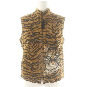 アニマル柄ジップアップベスト 総裏地 スタンドカラー 9 マルチカラー /DO OS
