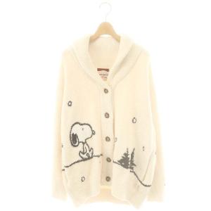 × ピーナッツ PEANUTS スヌーピー パネルジャガードショールカーディガン ルームウェア F アイボリー