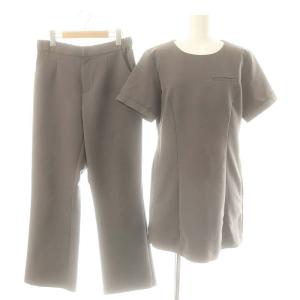 アンドクラシコ & Classico プリーツチュニック スリムパンツ セットアップ 半袖 L チャコールグレー