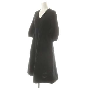 CELFORD ホールガーメントワンピース 七分袖 ロング Vネック 36 黒 /NR OS