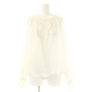 シルクコットン タックボリュームブラウス 長袖 36 ホワイト /ES OS