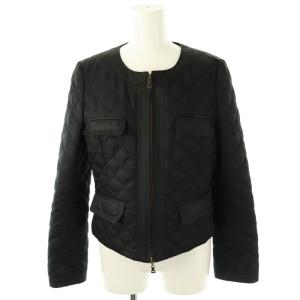 ノーカラー キルティング ジャケット ジップアップ 9 ブラック /DF OS