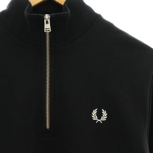 FRED PERRY ワンポイントロゴ刺繍 ハーフジップスウェット トレーナー S 黒 ブラック /AT OS