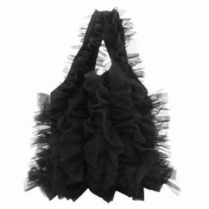 チュールハンドバッグ トート フリル 黒 ブラック /GV