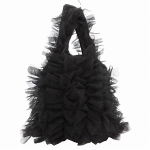 Spick&Span チュールハンドバッグ トート フリル 黒 ブラック /GV