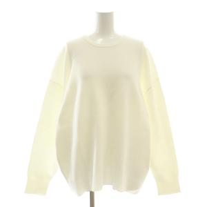 24SS コットンポリエステルスムース ニットプルオーバー セーター 長袖 L 白 ホワイト /AT OS