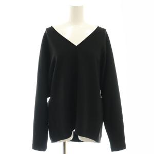 25SS トリアセジョーゼット Vネック プルオーバ カットソー ブラック