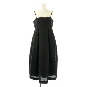 エアリージャカード コクーンワンピース ミモレ ロング 36 黒 ブラック 1526-162-1575