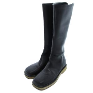 Backzip Long Boots バックジップ ロングブーツ スクエアトゥ 黒 ブラック /UO