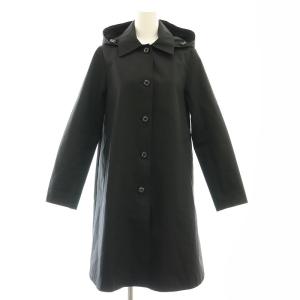 撥水加工レインステンカラーコート ロング フード 総裏地 34 ブラック /DO OS