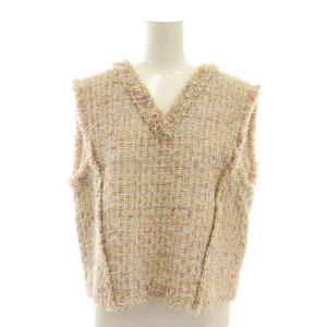 25SS フェザーツイードVネックブラウス 38 マルチカラー
