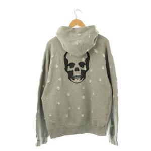 バックスカル ダメージ加工 ジップパーカー 長袖 XXL グレー /AT OS