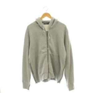 スリーブジップ ダメージ加工 ジップパーカー M グレー /AT OS