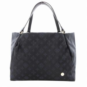 タグ付き ミニシンプルトートバッグ 総柄 紺 ネイビー /HO