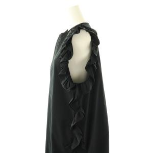 YOKO CHAN YOKOCHAN フリルノースリーブ シャツドレス ワンピース 36 ブラック