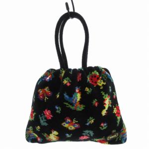 ハイジ 巾着 ミニハンドバッグ シュニール織 総柄 ロゴ 黒 ブラック /FT