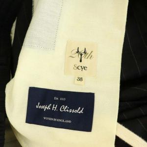 Scye タックトラウザーストライプイージーパンツ テーパード 38 ネイビー /MY OS SH