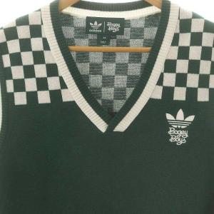adidas Bogey Boys Golf Vest トップス ベスト Vネック プルオーバー L 緑 グリーン 白