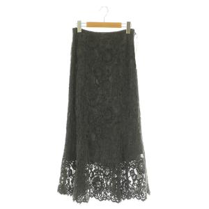 モールレース マーメイドスカート ロング フレア 36 チャコール /MY OS