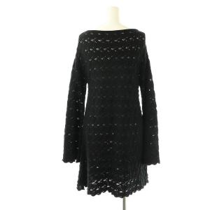 wa...lance ドゥーズィエムクラス別注 KNIT A LINE OP ワンピース チュニック ミニ 長袖 ブラック /HK