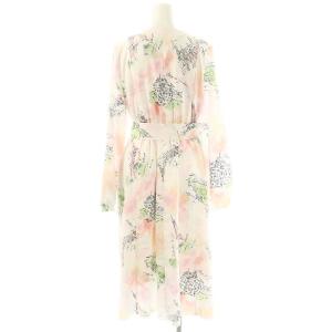 Chesty パリプリントリラックスワンピース ミモレ ロング 長袖 0 白 ホワイト ピンク /AT OS