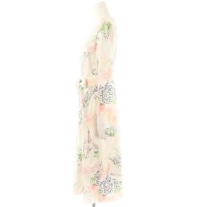 Chesty パリプリントリラックスワンピース ミモレ ロング 長袖 0 白 ホワイト ピンク /AT OS