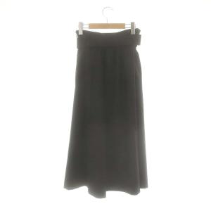 BLUE LABEL CRESTBRIDGE ウールライク スカート フレア ロング 36 ブラック /HK OS