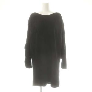 フリンジ カットソー チュニック 長袖 S ブラック /HK OS