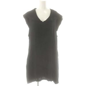 セーラーカラー ワンピース フレンチスリーブ 膝丈 S 黒 /NR OS