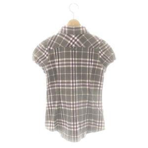 BURBERRY BLUE LABEL チェック ショートスリーブ フランネル シャツ 36 グレー パープル /DF OS