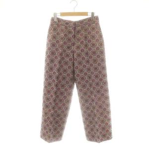 総柄 ジャガード ワイドパンツ ストレート ラメ I36 ピンク ブラウン オフホワイト /ES OS