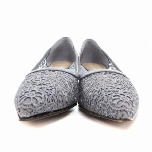 CHARLES & KEITH CHARLES&KEITH チャールズ&キース クロッシェレースパンプス シューズ ポインテッドトゥ ハイヒール 花柄 37 グレー /AE