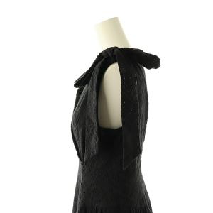 Noela 肩リボン刺繍ワンピース ロング ノースリーブ M ブラック /HK OS