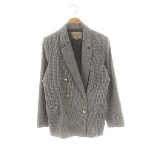 金ボタンジャケット テーラード ダブル 千鳥格子 1 黒 ブラック 白 ホワイト /AT OS