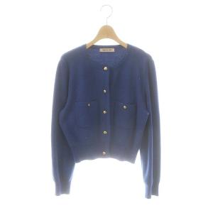 24SS スパンコールショートニットカーデ カーディガン クルーネック 2 青 ブルー /AT OS