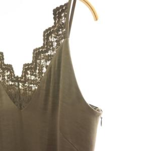 Ameri VINTAGE 24AW STUDIOUS別注 LACE DRESS キャミワンピース ロング レース S カーキ /DO