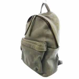 genten リュックサック デイパック バッグ レザー カーキ /HO AD