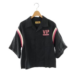 24SS SUPER FUZZ ボウリングシャツ ブラウス 半袖 前開き F 紺 ネイビー /NR OS