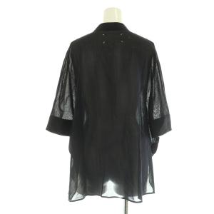 Martin Margiela 4 コットン 4ステッチ スキッパー シアー ブラウス 五分袖 ドルマンスリーブ 38 ブラック /MY OS
