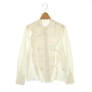 24SS LUXE COTTON POLENE プリーツシャツ ブラウス 長袖 38 ホワイト /DF