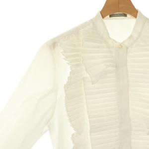 theory luxe 24SS LUXE COTTON POLENE プリーツシャツ ブラウス 長袖 38 ホワイト /DF