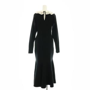 eimy istoire 23SS フリルカラーマーメイドニットワンピース F 黒 白 /MI OS