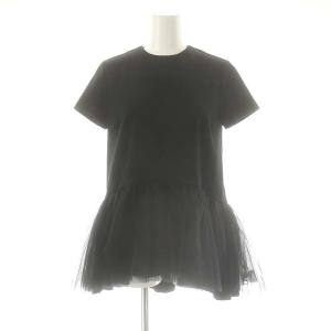 チュール切替ペプラムトップス カットソー 半袖 F ブラック /DO OS