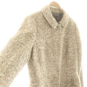 TOCCA ウールアルパカ混ラメ糸ツイードコート ロング 6 アイボリー グレージュ /HK OS