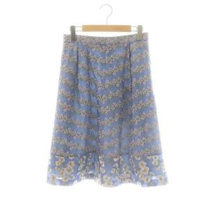 LATIFLOLIA スカート フレア ミモレ ロング 6 青 ブルー /AT OS